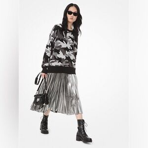 Michael Kors Women's Camouflage Crewneck Sweater - Black and Gray